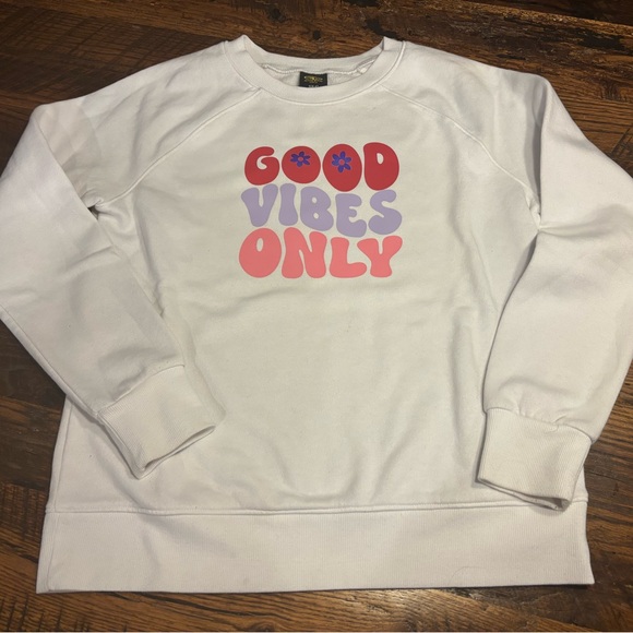 Hand made Small Good Vibes white sweatshirt like-new! - Picture 1 of 7